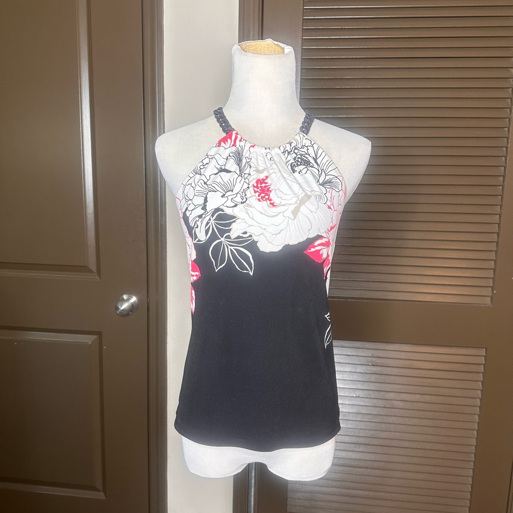 White House Black Market | MJ Chain Link Floral Halter Top